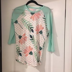 Floral Mint/Peach Randy Baseball Tee NWOT